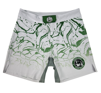 WHITE AND GREEN PAINT SPLASH MENS MMA SHORTS