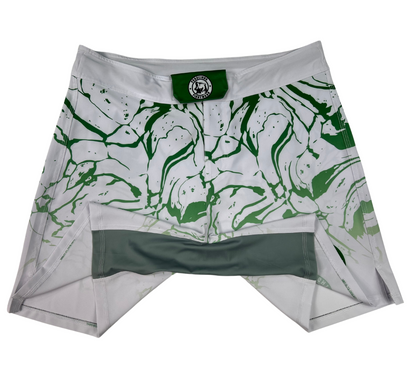 WHITE AND GREEN PAINT SPLASH MENS MMA SHORTS