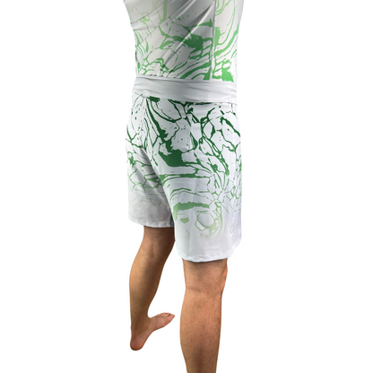 WHITE AND GREEN PAINT SPLASH MENS MMA SHORTS