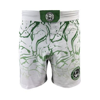 WHITE AND GREEN PAINT SPLASH MENS MMA SHORTS