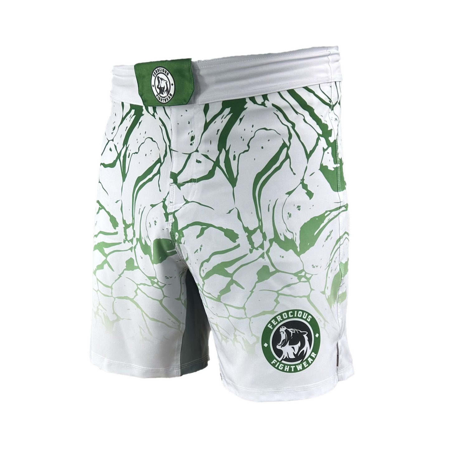 WHITE AND GREEN PAINT SPLASH MENS MMA SHORTS