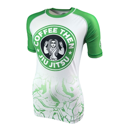 COFFEE THEN JIU JITSU WOMENS SHORT SLEEVE RASHGUARD