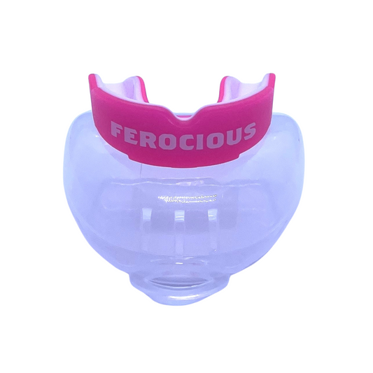 PINK AND WHITE ADULT MOUTHGUARD