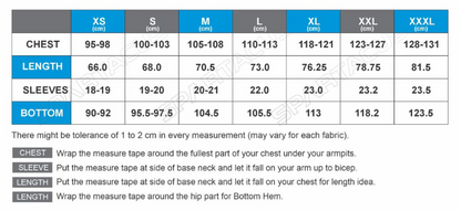 Training Top MMA BJJ Muay Thai Size Guide 